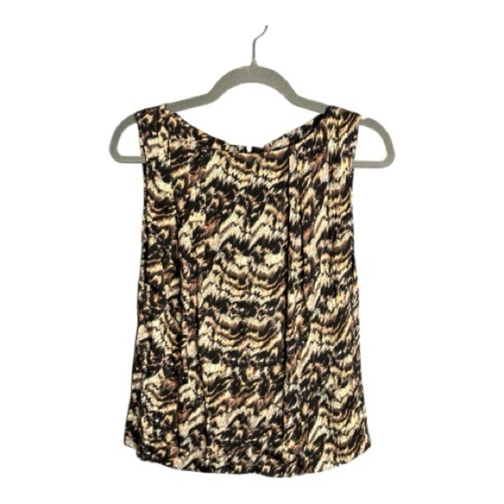 Alice + Olivia Brown Black Print Silk Sleeveless Blouse Small